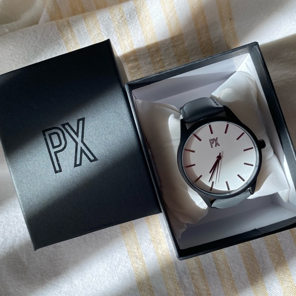 PX Clothing | BNIB |⌚️Tyler Leather Strap Watch in Charcoal - Picture 2 of 11